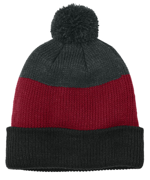 Striped Pom Beanie